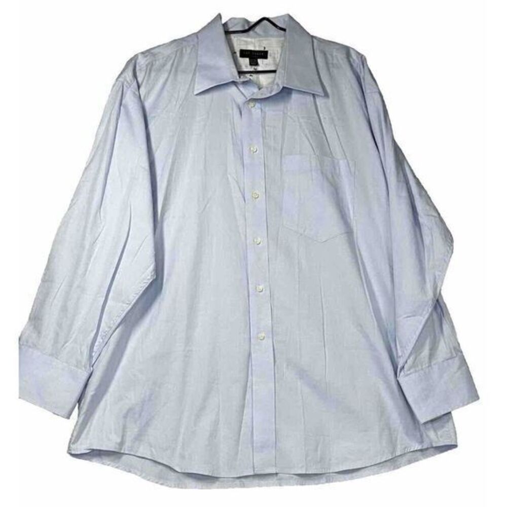Ted Baker London Shirt Adult  17.5 32/33  Blue Solid Button Up‎ Long Sleeve Mens